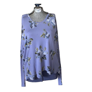 Talula Floral Long Sleeve Top Size L blue